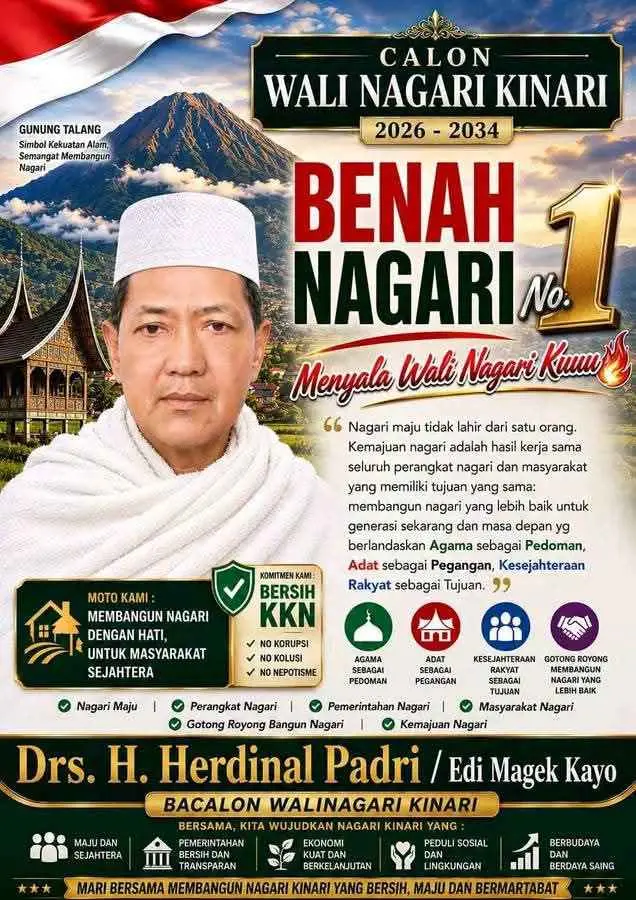 Mengabdi dengan Tulus, H. Edi Magek Kayo Usung Semangat Membangun Nagari Kinari yang Maju dan Sejahtera